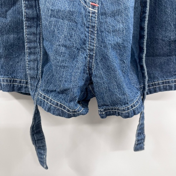 Harley Davidson Romper Girls 6 Blue Denim Floral Button Snap Jumpsuit - Picture 5 of 10